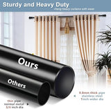 Black Curtain Rods for Windows 28 to 48 Inch - 1”Heavy Duty Curtain Rod with Adjustable Brackets,Stainless Steel Metal Drapery Rods for Kitchen,Bedroom,Sliding Door