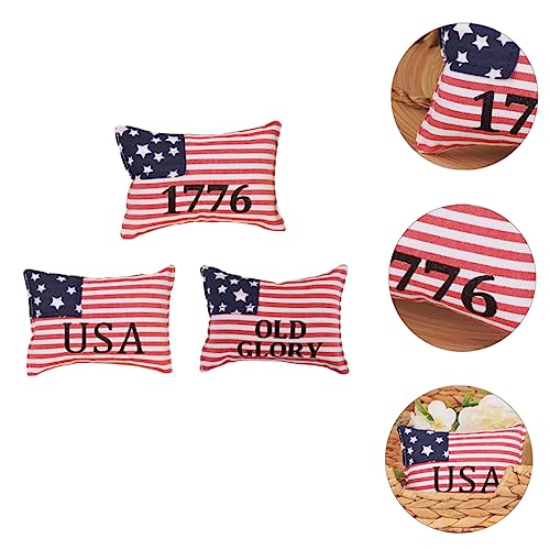 STOBAZA Patriotic American Flag Mini Pillow 3 Pack Decorative Throw Pillow for 4th of July Decor