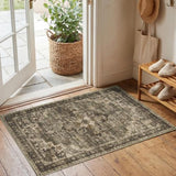 GarveeHome Washable Rug 2x3 Vintage Small Entryway Rugs Olive Green