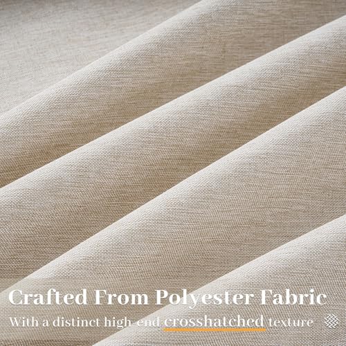 Natural Pinch Pleated Curtains 84 Inch Length 2 Panels for Living Room Bedroom Linen Textured Semi Sheer Privacy Window Curtain Boho Neutral Back Tab Pinch Pleat Drape with Hooks Rings 84 Inches Long