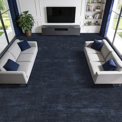8x10 Washable Area Rug, Navy Blue Solid Area Rugs for Living Room & Bedroom