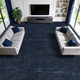 8x10 Washable Area Rug, Navy Blue Solid Area Rugs for Living Room & Bedroom
