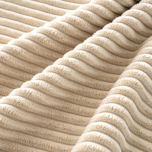 MIULEE Soft Corduroy Decorative Throw Pillow Covers Beige 18x18