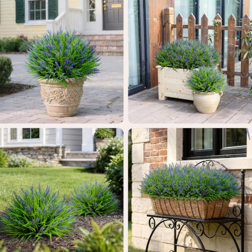 alyptus Artificial Plants Outdoor Fake Monkey Grass with Flowers for Pot UV Resistant Plant Decor for Window Garden Patio Hanging Planter Pathway Front Porch (Grass with Flowers)