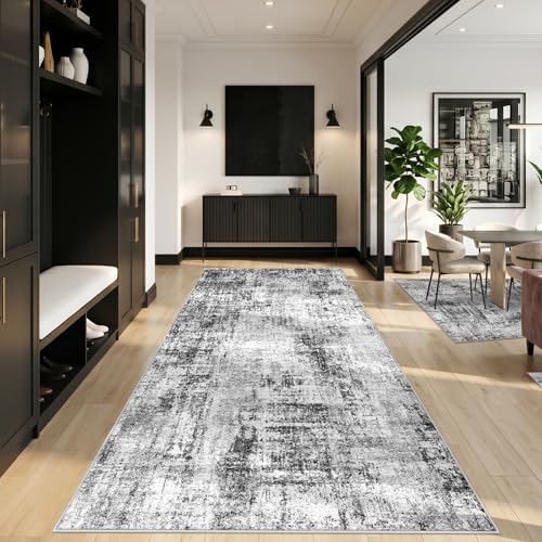5x10 Rug for Living Room: Non-Slip Washable Hallway Runner Rug Black