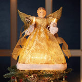 Kurt Adler UL 10-Light 12-Inch Gold Dress Angel Treetop