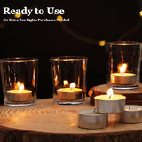 Letine 12-Pack Unscented Tea Light Candles & Glass Votive Holder