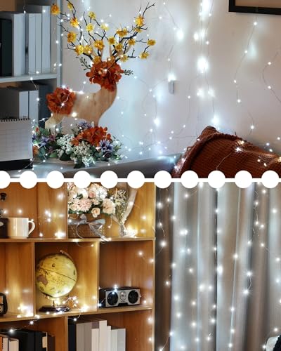 Riakrum 50 Pack 10 ft 30 LED Fairy Lights Battery Operated, Christmas Tiny String Lights Bulk Starry Light Waterproof for Mason Jars Wedding Party Christmas Centerpiece Table Decor, White