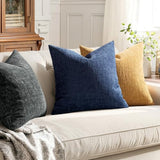 MIULEE Decorative Throw Pillow Covers 18x18 Pack of 2 Navy Blue Couch Pillow Covers Soft Cozy Textured Chenille Pillowcases for Home Decor Sofa Living Room Cushion Bedroom
