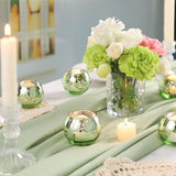 24PCS Green Votive Candle Holder Bulk, Round Mercury Glass Votives