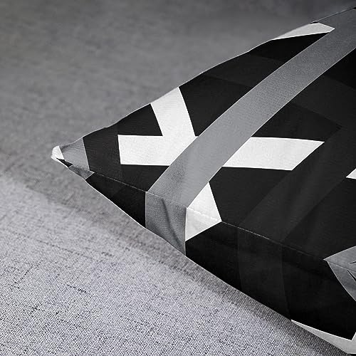 Emvency Set of 2 Throw Pillow Cover Gray Black Stripes Design Retro Decorative Pillow Case Striped Home Decor Square 18x18 Inch Cushion Pillowcase