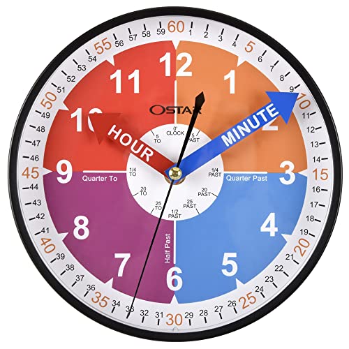 OSTAR Telling Time Teaching Wall Clock Waterproof Bathroom Shower Clock