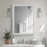 White Wood Effect Framed Wall Mirror, 24x32 Rectangle Mirror, Anti-desilvering Tempered Glass, Sustainable& Sturdy Frame, Farmhouse Mirror, Anti-Rust, 3min Fast Setup for Bathroom Living Room