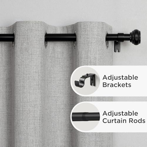 Joydeco Black Curtain Rod Adjustable 32-88 Inches, 1" Diameter Heavy Duty Curtain Rods for Windows, Decorative Splicing Drapery Rods with Resin Finials for Living Room Bedroom Kitchen