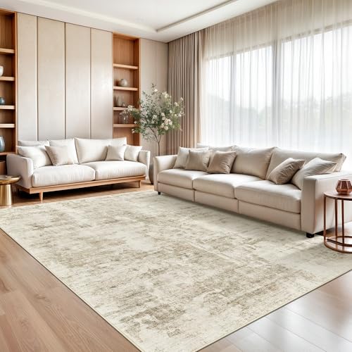 Soalmost 9x12 Area Rugs for Living Room Washable Rug Abstract Beige/Gray