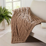 Springtree Home | Luxury Plush Throw Blanket | Brown Throw Blanket | Perfect Blanket for Couch Year Round | Fluffy Micro Fleece | Lily Collection - Dune