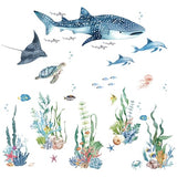 Ocean Animal Wall Decals,Large Sea Creature Wall Stickers,Under The Sea Fish Wall Art Decor for Kids Bathroom, Bedroom, Nursery, Living Room