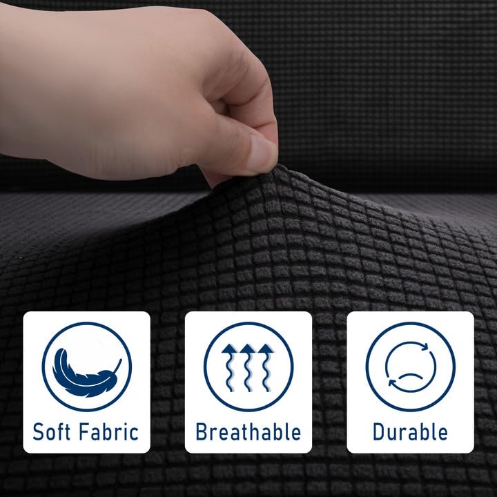 Tlswshsy RV Dinette Cushion Covers-Stretchable Loveseat Sofa Furniture Protector -Elastic Camper Cushion Slipcoversfor RV Camper Car Bench (Black)
