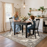 4x6 Area Rug for Living Room - Machine Washable Rugs with Non-Slip Backing Large Bedroom Carpet Distressed Oriental Non-Slip Non-Shedding Soft Thin Floor Mat for Dining Room Playroom(Beige,4x6)
