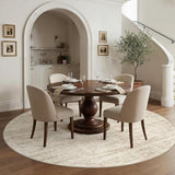Area Rugs Round 8ft Washable Abstract Carpet Beige Brown