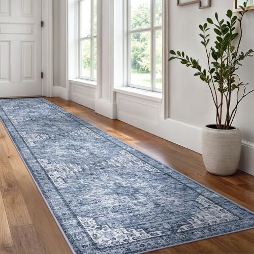 2.6x12 Washable Runner Rug, Non Slip Area Rug for Hallway Kitchen