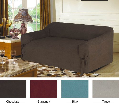 Micro Suede Love Seat Slip Cover Grey