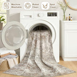 10x14 Area Rugs for Living Room: Washable Large Neutral Abstract Rug Soft Non Slip Stain Resistant Low Pile Indoor Carpet for Bedroom Dining Room Nursery Office Playroom - Brown Grey