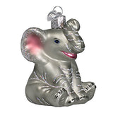 Old World Christmas Little Elephant Glass Blown Ornament for Christmas Tree, Handcrafted Holiday Decoration, Wildlife Animal Collection