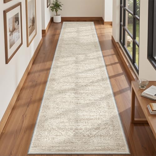 Rugland 2x12 Runner Rug Non Slip, Washable Rug Runners for Hallways, Beige