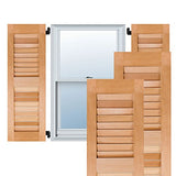 Ekena Millwork RWL18X038UNP Exterior Real Wood Pine Louvered Shutters (Per Pair), Unfinished, 18"W x 38"H