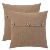 HWY 50 Taupe Chenille Throw Pillow Covers 20x20 Inch Buttons Pack of 2