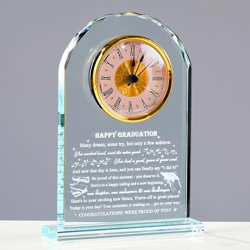 Qianwei Graduation Gift for Her Him - Crystal Clock Class of 2026 Gifts Present Women Men College Middle High School Congrats Grad Graduate Present Keepsake for Masters Degree Phd Senior Student