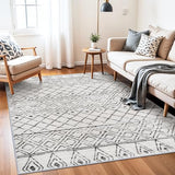 4x6 Moroccan Geometric Washable Runner:Boho Non Slip Area Rug Grey