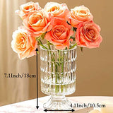 BLOFLO Embossed Glass Vase, 7'' Crystal Glass Vases, Pedestal Big Base Glass Bouquet Vase, Hydroponic Glass Transparent Vase for Home Office Wedding Dining Table Party (Ribbed Pattern)