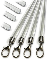 46 inch (4 Pack) Steel Cap Acrylic Curtain Pull Wand - 2 inches shy of 48 inch - Versatile Curtain Wand - Invisible Drapery Wand - Clear Drapery Pull Rod (46 Inch)