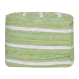 L.R. Resources, Inc Adrian Green and White Striped Casual Handmade Cotton Indoor Cube Pouf Ottoman