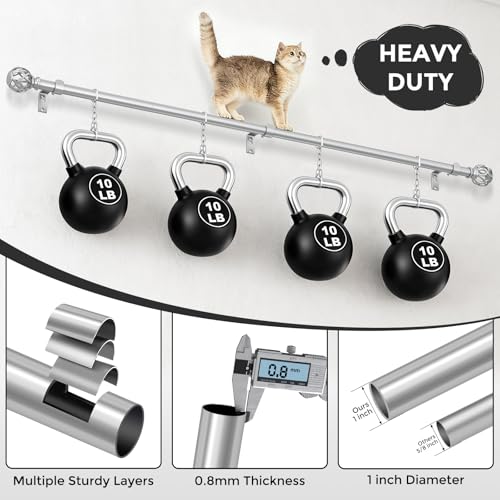 Silver Curtain Rods for Windows 48 to 84 Inch, 1 Inch Adjustable Decorative Window Treatment Rods with Aluminium Twisted Cage Finials, Heavy Duty Metal Farmhouse Drapery Pole, Easy Install