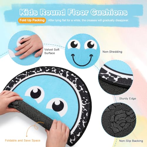 Dunzy 12 Pcs Flexible Seating Classroom Rug 15.7'' Expression Circle Carpet Seats Rug Classroom Rugs Cushions for Classrooms Back to School End of The Year Gift Preschool(12 Pcs)