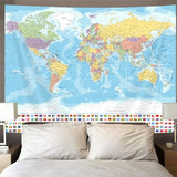 World Map Tapestry Wall Hanging, Map of The World with National Educational Walls Tapestries Room Decor, Boys Girls Kids Map Wall Tapestry for Bedroom Living Room Office Classroom (60X40")