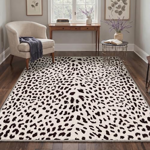 Leopard Print Rugs 8x10 Washable Area Carpet for Living Room Bedroom