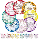 Gejoy 24 Pcs Christian Church Foldable Fan Style Christian Scripture Flower Handheld Round Folding Flying Disc for Women Man Daily Use Festival Wedding Party Favors Decorations Portable, 8 Style