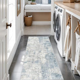 2x5 Coastal Abstract Runner Rug: Ultra Soft Washable Kitchen Hallway Entryway Carpet Indoor Non Slip Low Plie Mat for Bedroom Laundry Gifts for Newlyweds Household Modern Home Decor 2x5 Sky Blue
