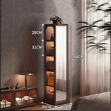 360° Rotating Full-Length Mirror with Storage Shelf – 66.1" Wooden Floor Mirror, HD Shatterproof Glass, Multi-Functional Hooks, Stylish Home Decor, Adjustable Stand