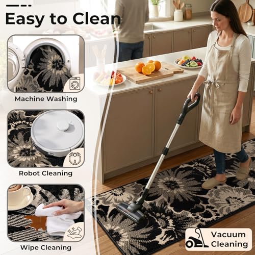 Findosom Washable Front Door Mat, 47" x 31" High-Low Textured Entryway Rug