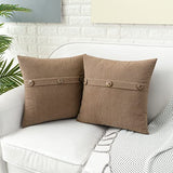 HWY 50 Taupe Chenille Throw Pillow Covers 20x20 Inch Buttons Pack of 2