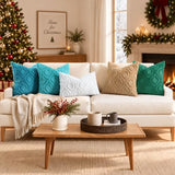 decorUhome Faux Fur Plush Soft Green Throw Pillow Covers 20x20 Set of 2