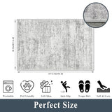Washable Rug 2x3 for Entryway, Small Non-Slip Kitchen Throw Mat for Sink, Soft Low-Pile Stain & Fade-Resistant Indoor Mat for Pet Area & Bathroom (Grey/Ivory)