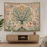 Lunerfex Chakra Tree Wall Tapestry - Celestial Sun & Floral Wall Hanging for Bedroom and Living Room - Boho Spiritual Decor Tapestries 48"x36"