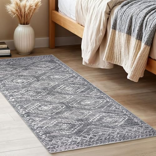 Washable Runner Rug 2x5 ft Non-Slip Hallway Runners, Grey