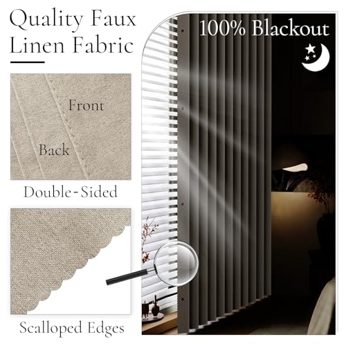 100% Blackout Magnetic Folding Door Curtain for Doorway Pleated Curtains Room Divider Drapes, Accordion Style Closet Curtains for Open Closet, 1 Panel, W45 x L80, Tan